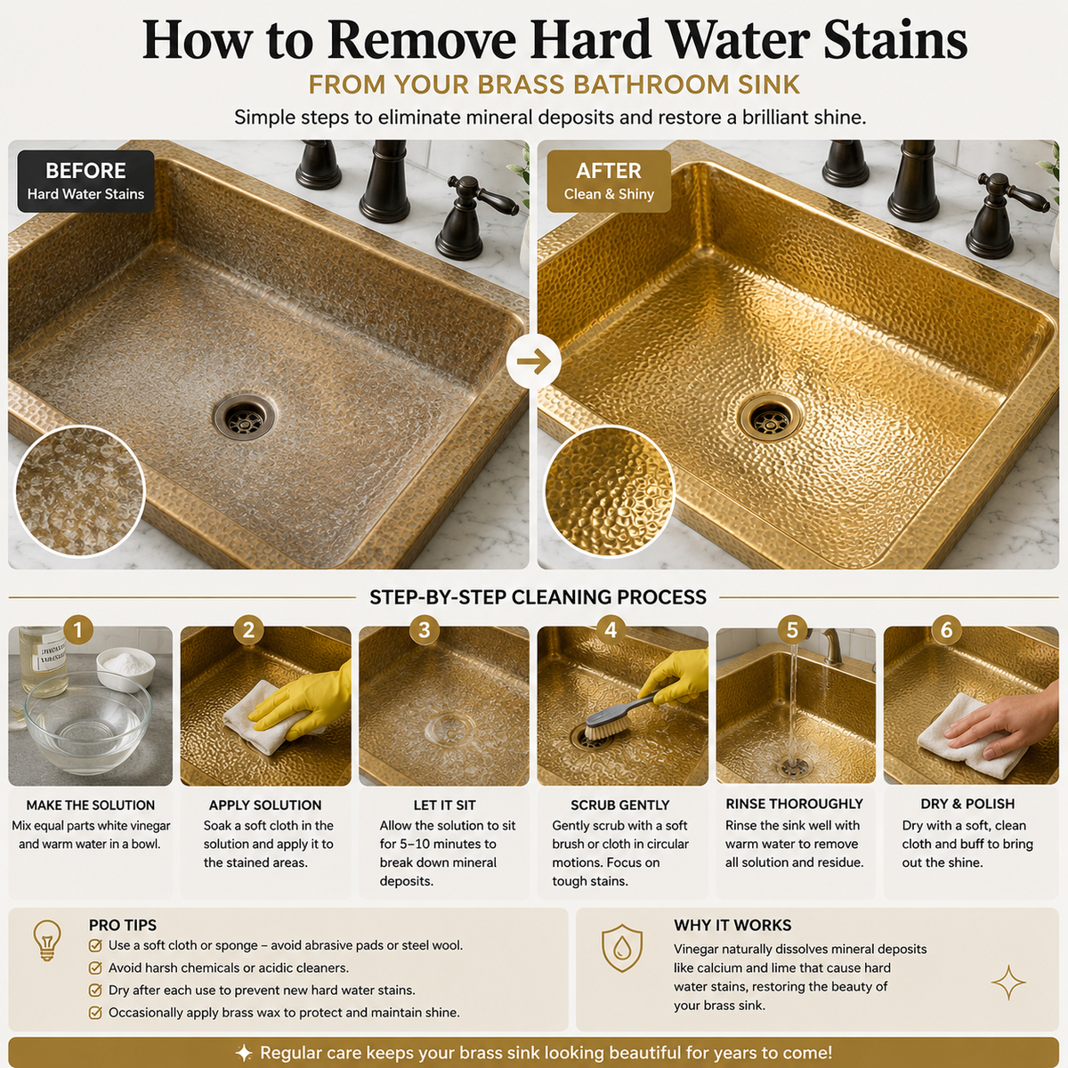 How to Clean a Bathroom Sink, Including Brass and Stone