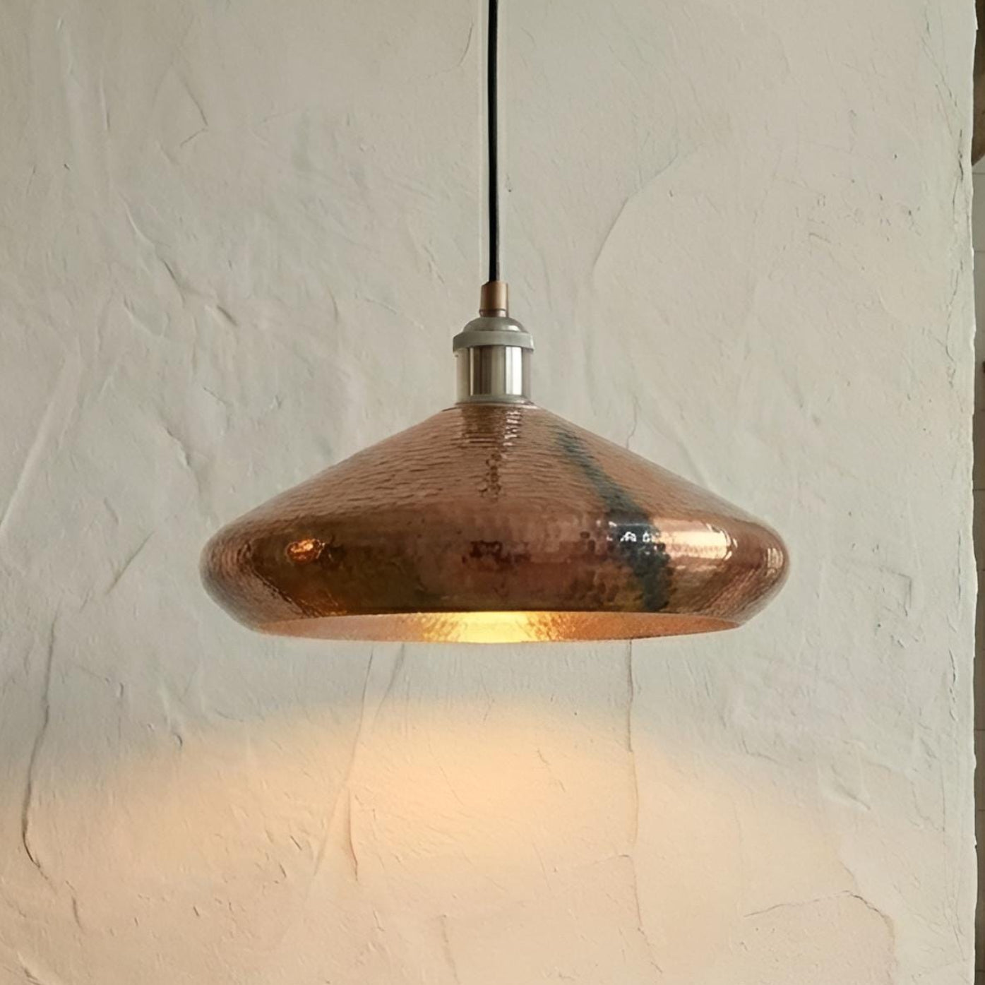 Hand Beaten Copper Light, Industrial Pendant Lamp, Rustic Kitchen Lighting