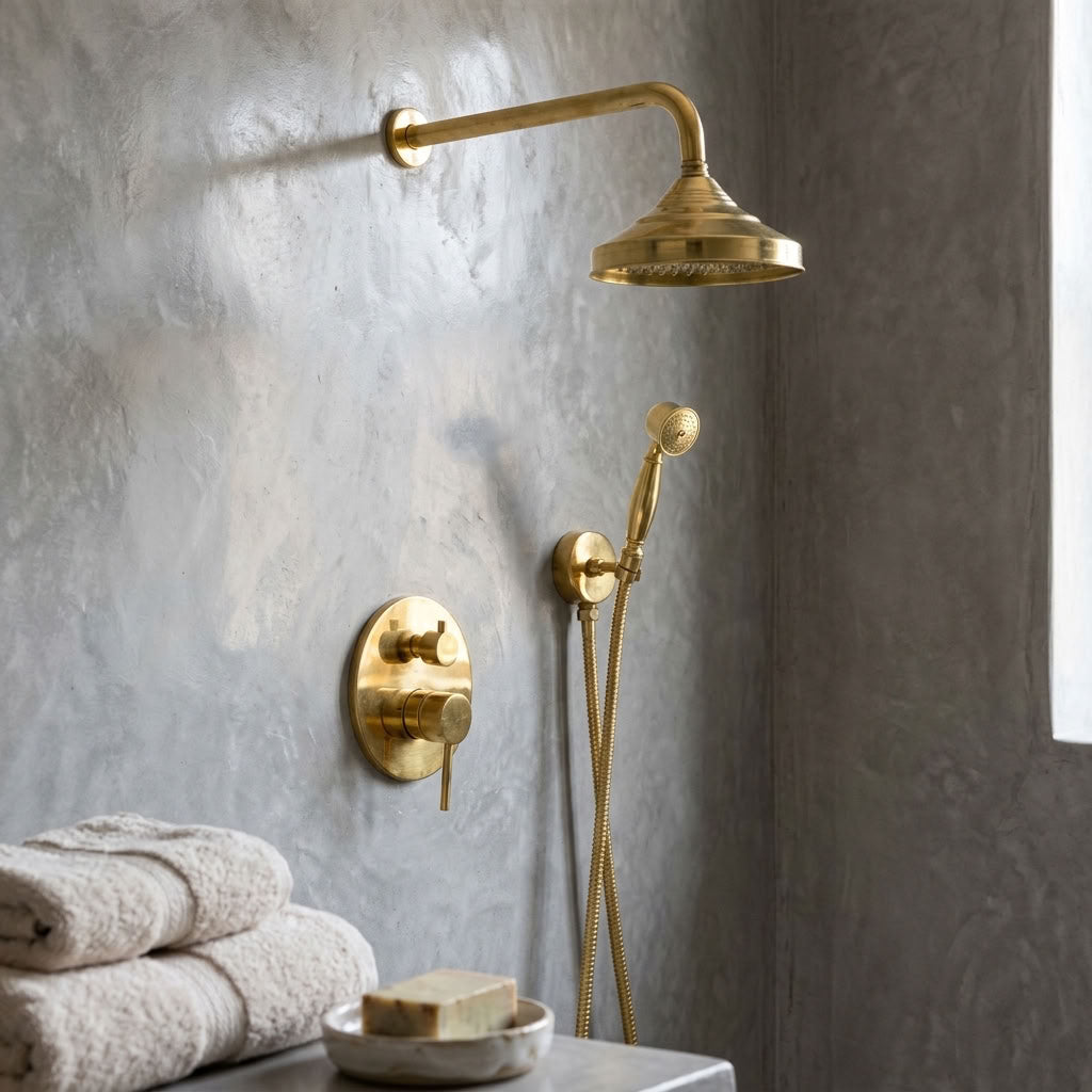 Traditional Bell Rain Shower System with Hand Shower - bathroom installation view 5