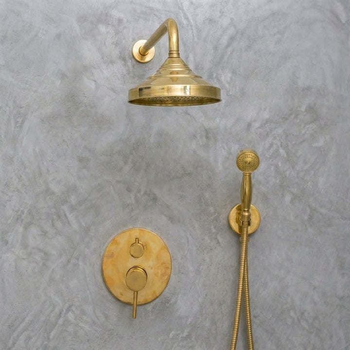 Traditional Bell Rain Shower System with Hand Shower - bathroom installation view 2