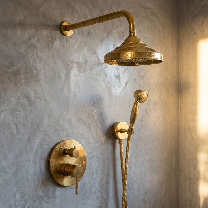 Traditional Bell Rain Shower System with Hand Shower - bathroom installation view 3