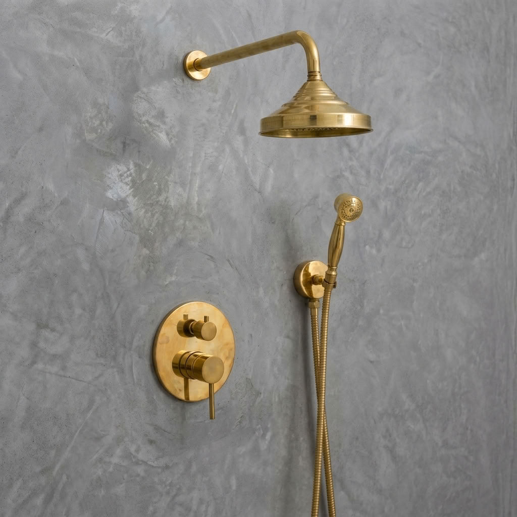 Traditional Bell Rain Shower System with Hand Shower - bathroom installation view 4