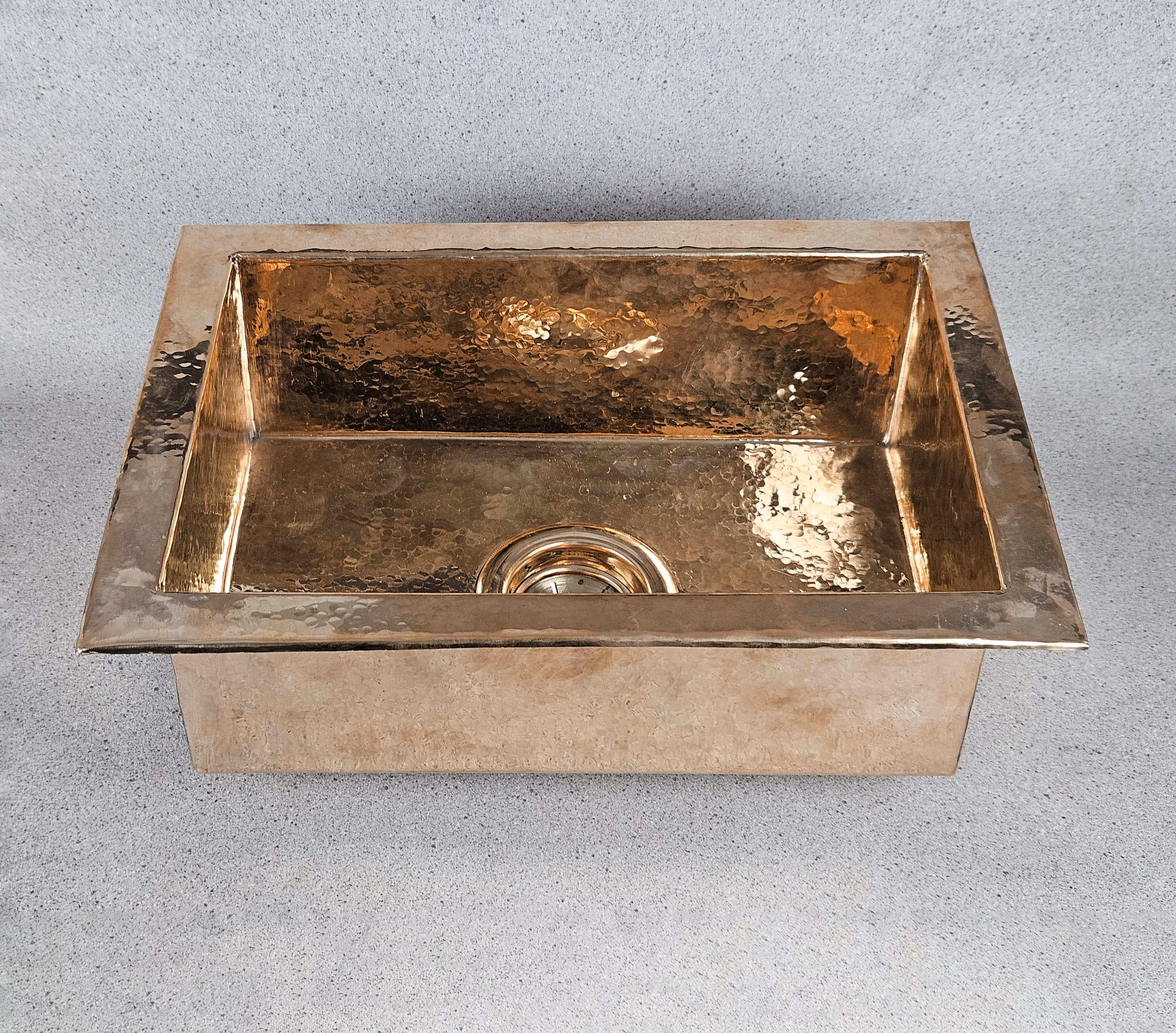 Hammered Solid Copper Kitchen Sink, Undermount Bar Sink, Farmhouse Style