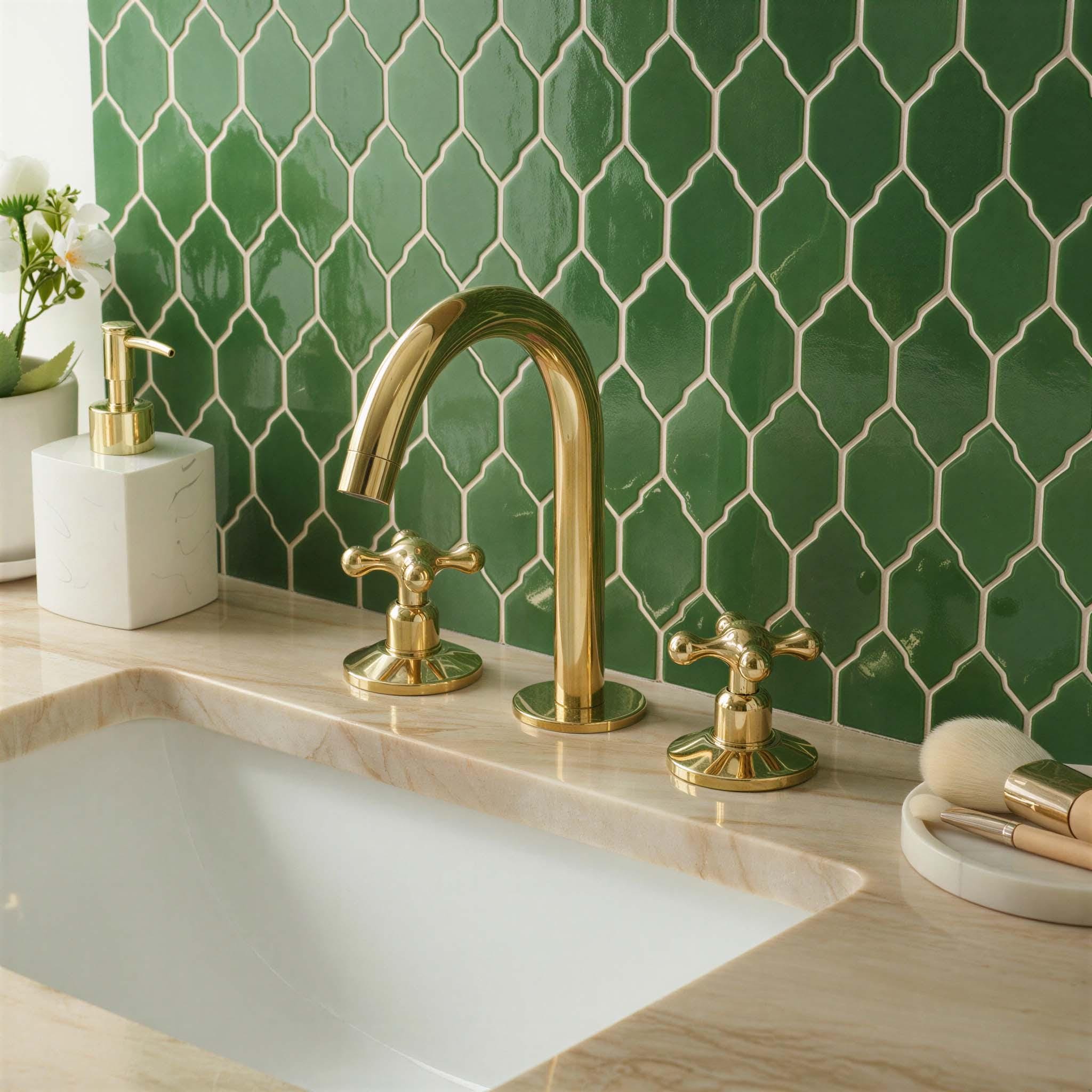 Unlacquered Solid Brass Bathroom Faucet: Handmade Widespread Sink Fixture