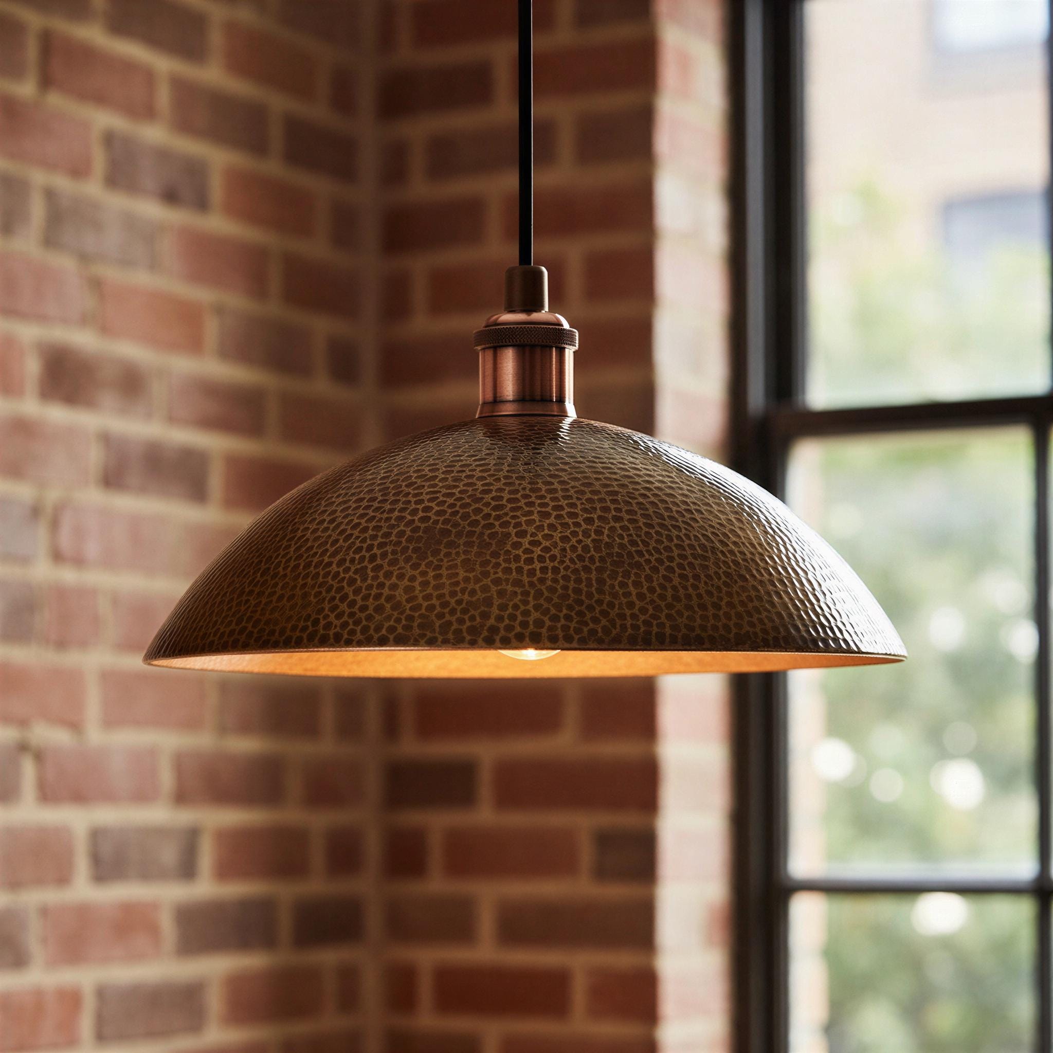 Handmade Copper Dome Pendant | Burnished Copper Kitchen Island Lighting