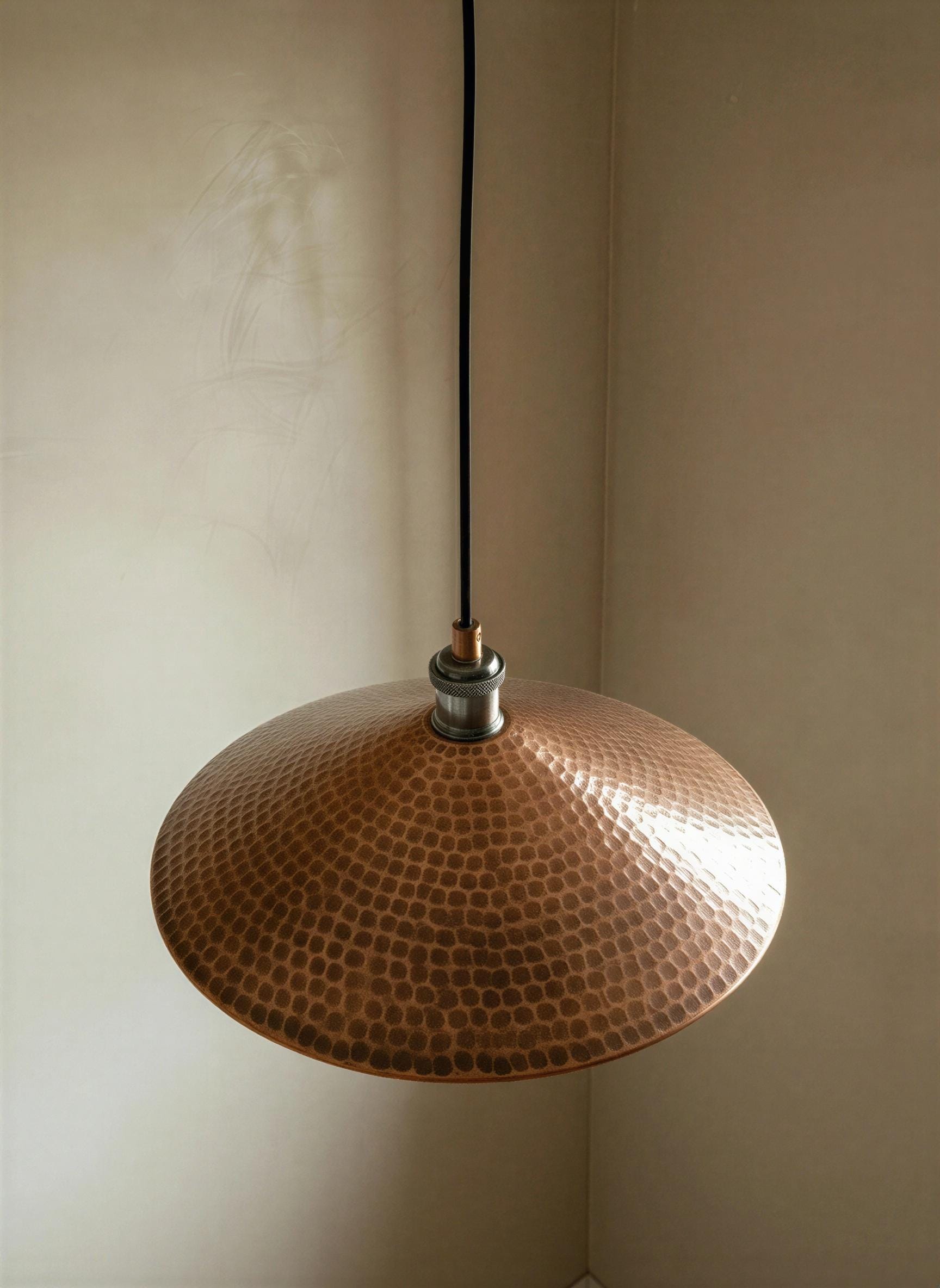 Hammered Copper Cone Pendant Light, Rustic Kitchen Lighting