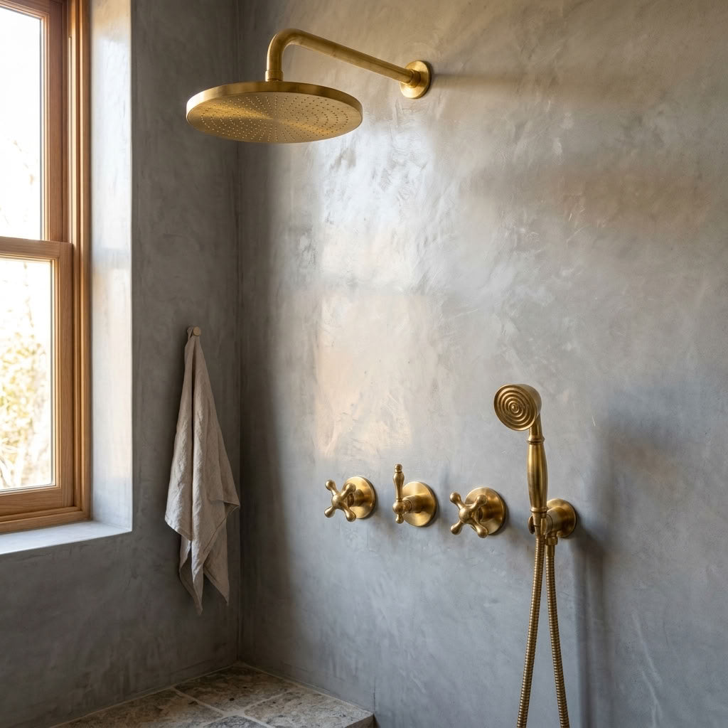 Three-Handle Rain Shower System with Hand Shower & Tub Spout - bathroom installation view 4