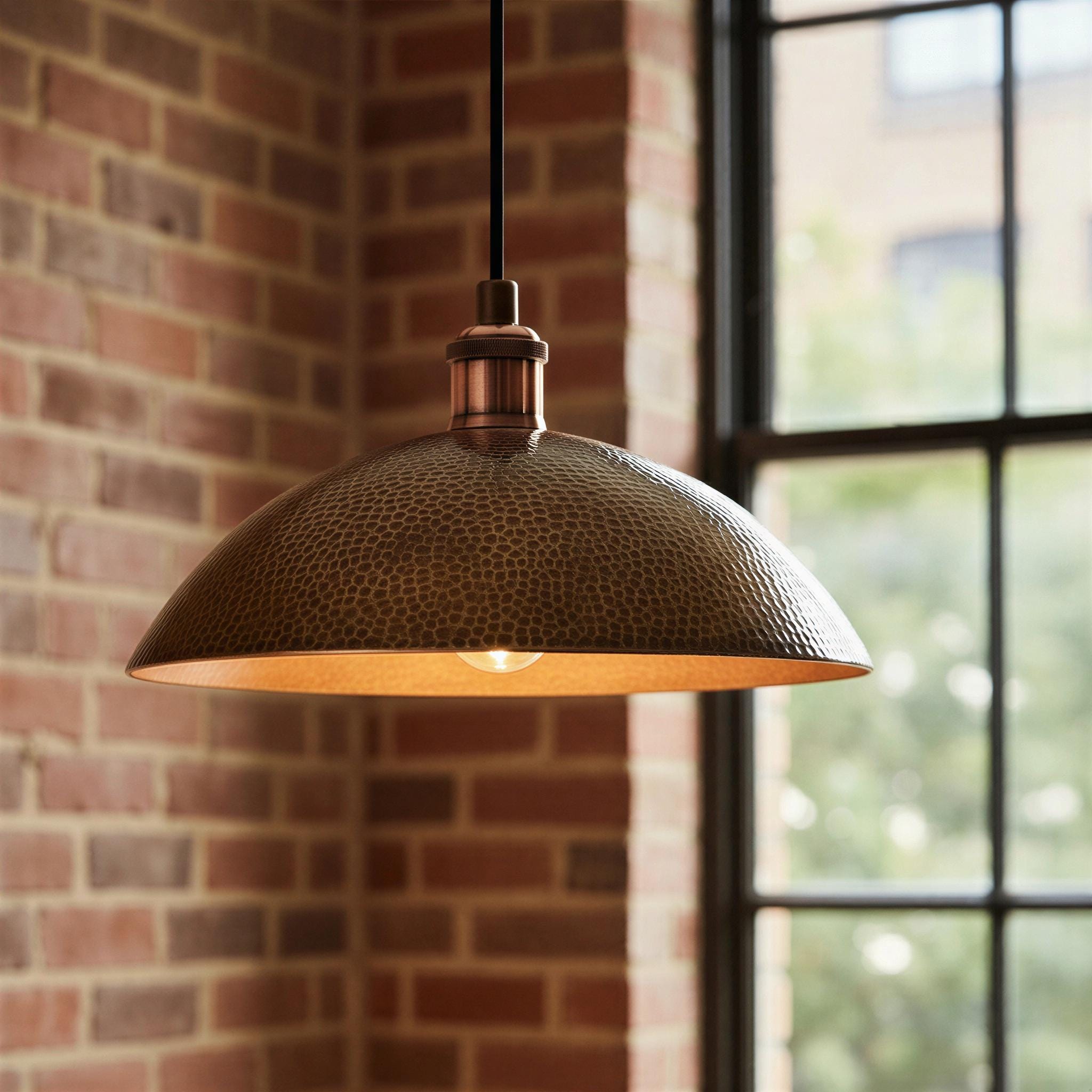 Handmade Copper Dome Pendant | Burnished Copper Kitchen Island Lighting