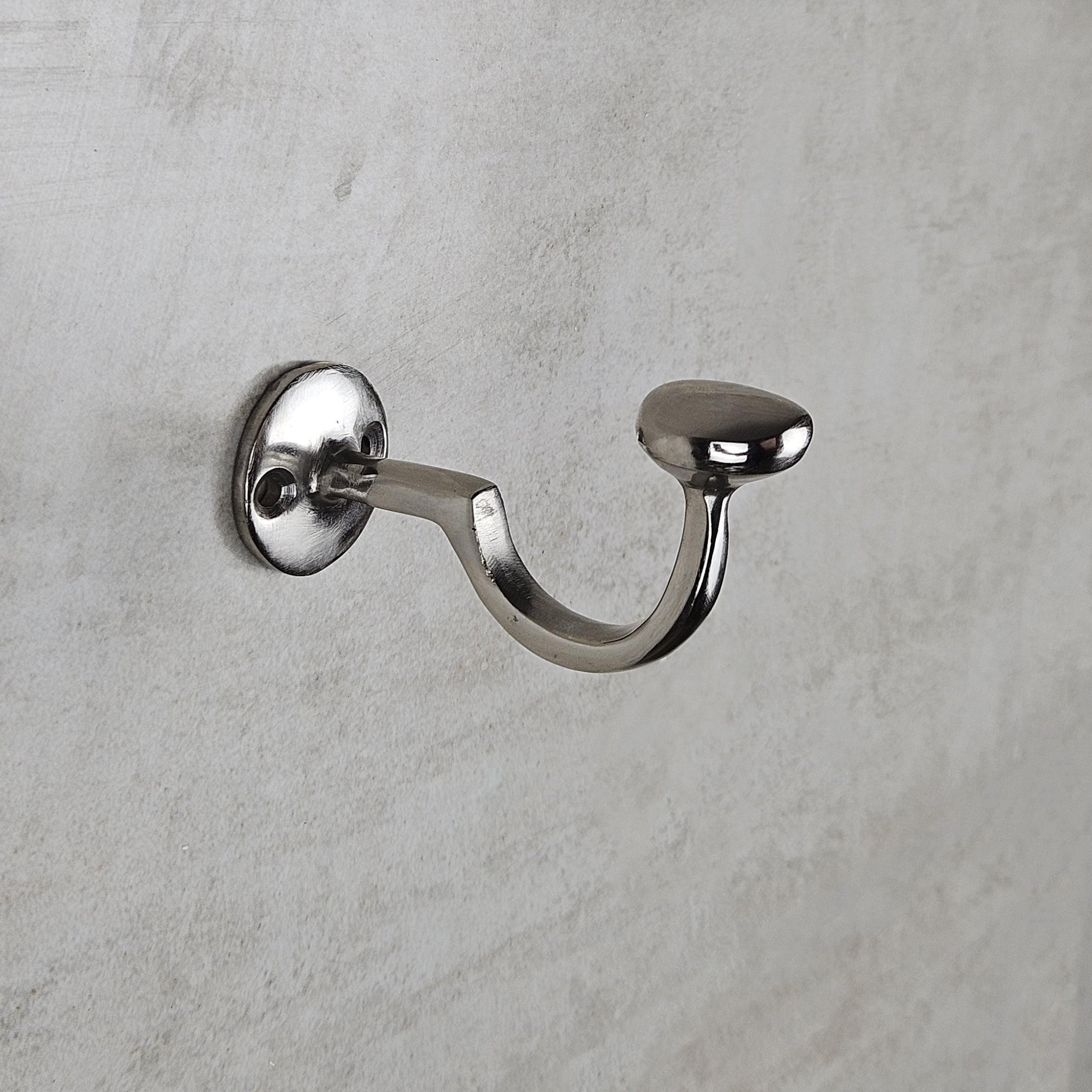 Polished Nickel Wall Hook - Handmade Solid Towel, Coat Hanger Hook