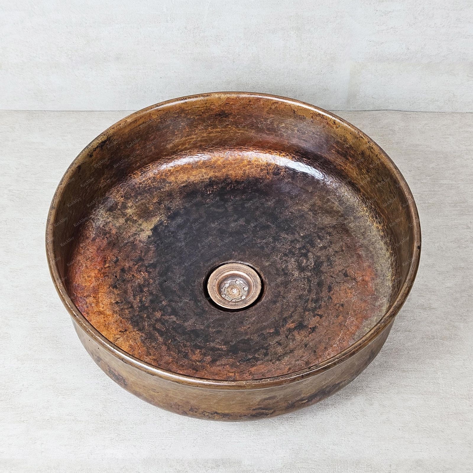 copper sink on a light gray background