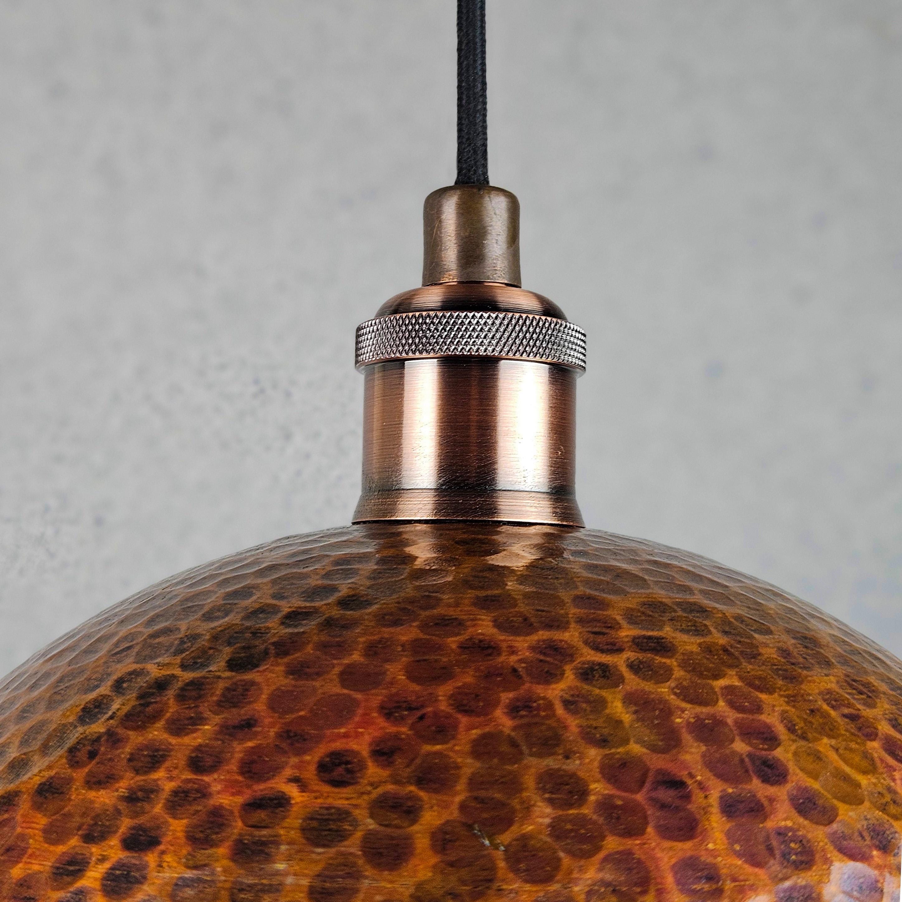 Hammered Copper Pendant Lamp | Handcrafted Dome Light with Aged Copper Finish