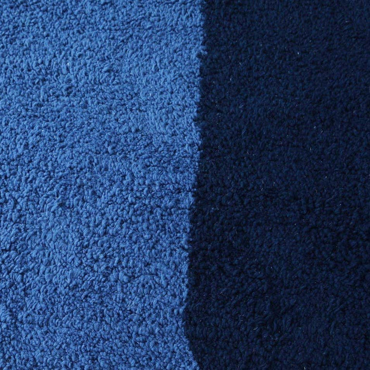 Fringe and edge detail on Blue Patchwork Azilal Style Moroccan Wool Rug
