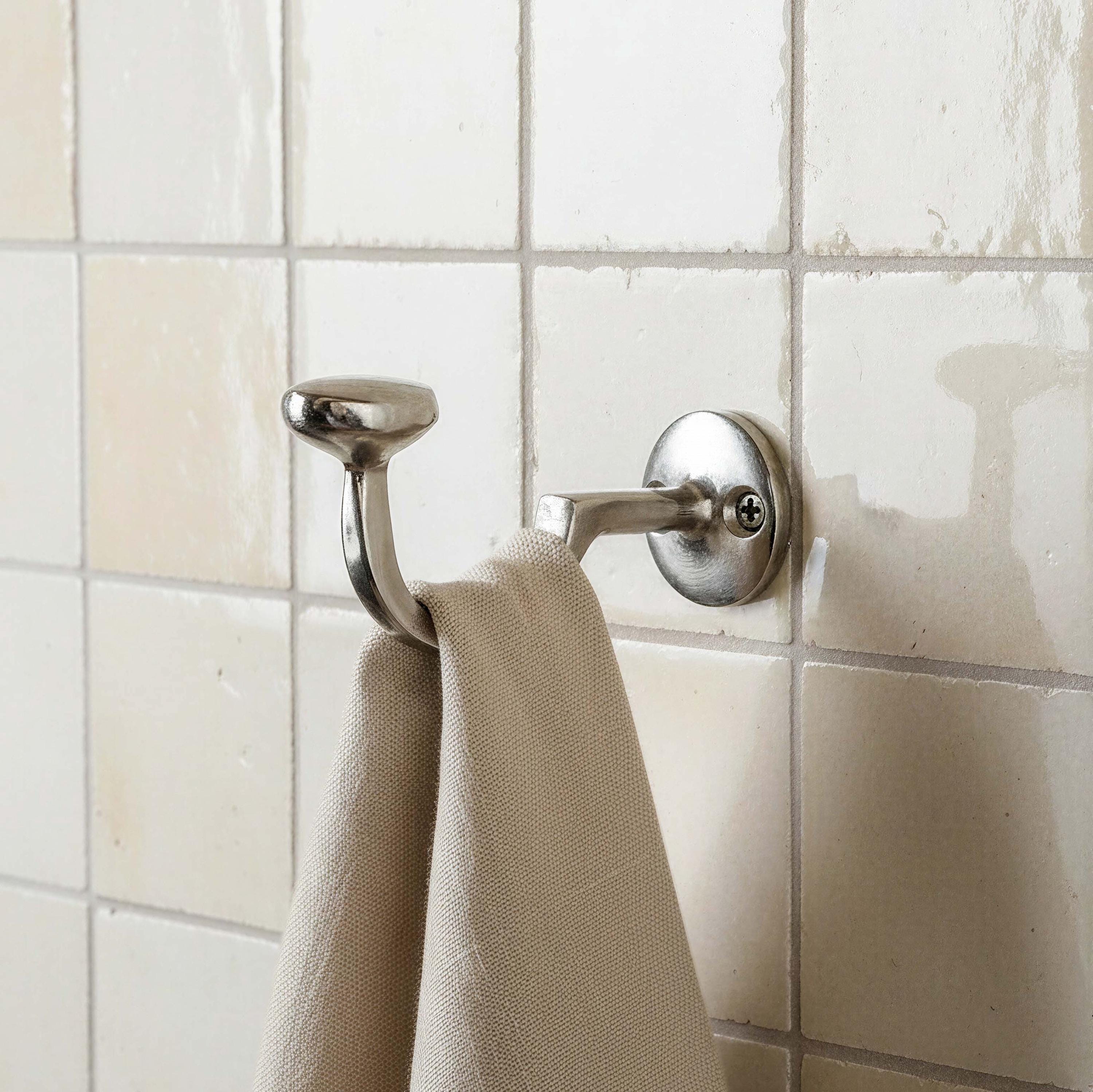 Solid Polished Nickel Wall Hook: Handmade Coat & Towel Hook