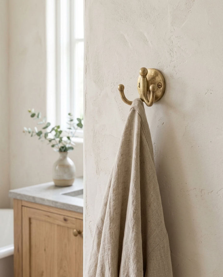 Vintage Solid Brass Double Robe Hook – main product view