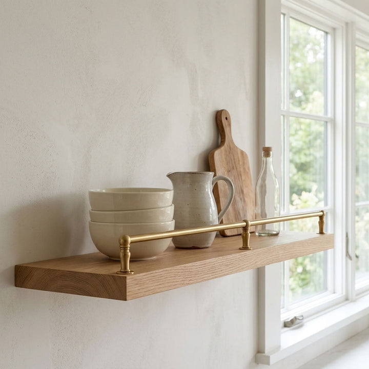 Solid Brass Kitchen Shelf Rail, Gallery Railing – detail view 2