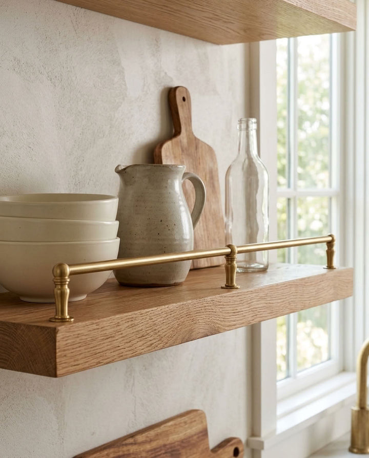 Solid Brass Kitchen Shelf Rail, Gallery Railing – detail view 5