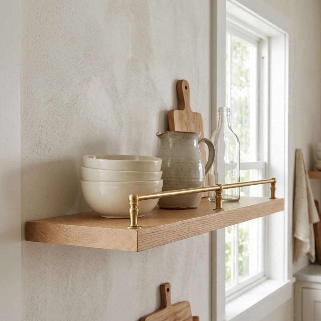 Solid Brass Kitchen Shelf Rail, Gallery Railing – detail view 6