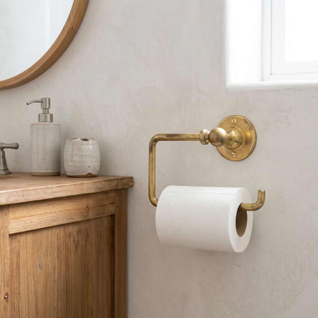 Solid Brass Toilet Paper Holder with Utility Hook – detail view 2