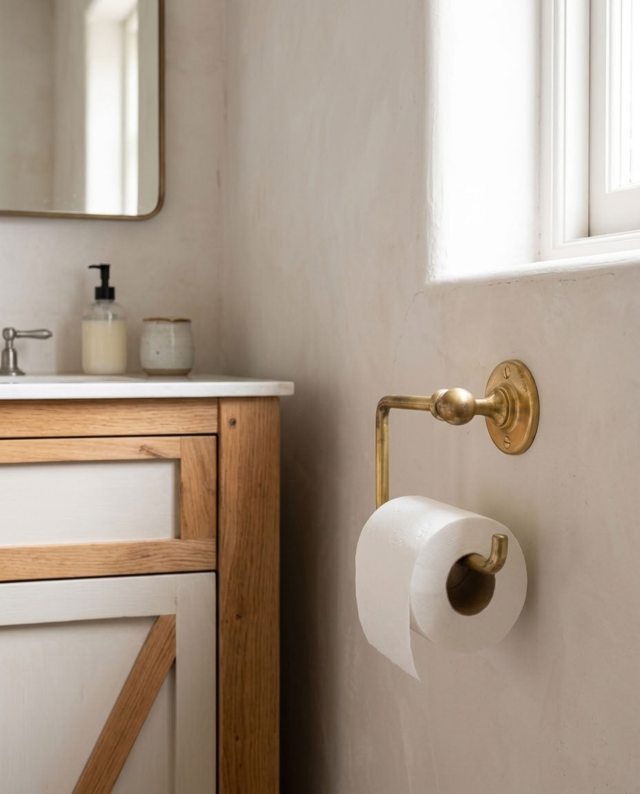 Solid Brass Toilet Paper Holder with Utility Hook – detail view 3