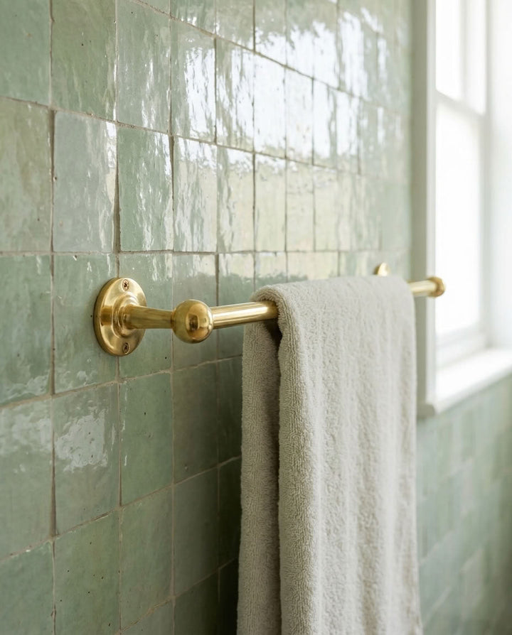 Classic Solid Brass Towel Bar, Wall Mounted – detail view 2