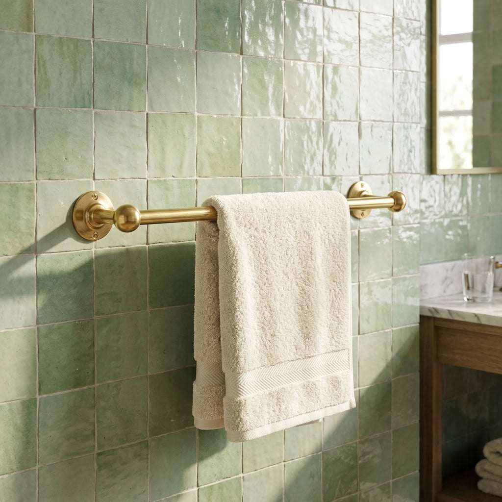 Classic Solid Brass Towel Bar, Wall Mounted – detail view 3