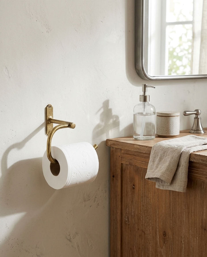 Curved Solid Brass Toilet Paper Holder – main product view