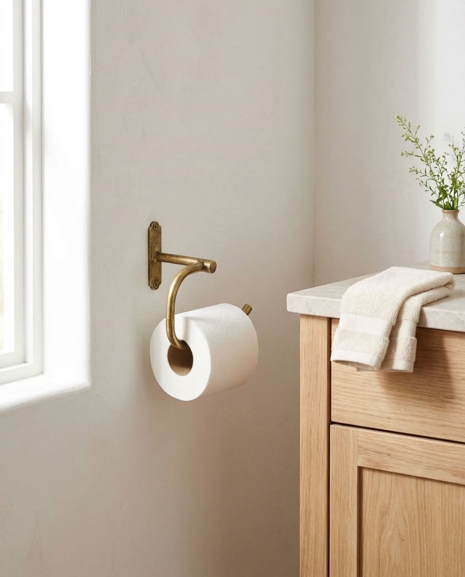 Curved Solid Brass Toilet Paper Holder – detail view 2