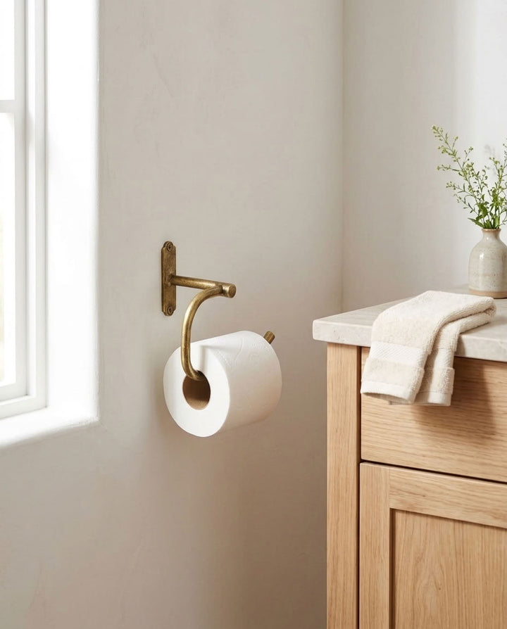 Curved Solid Brass Toilet Paper Holder – detail view 2