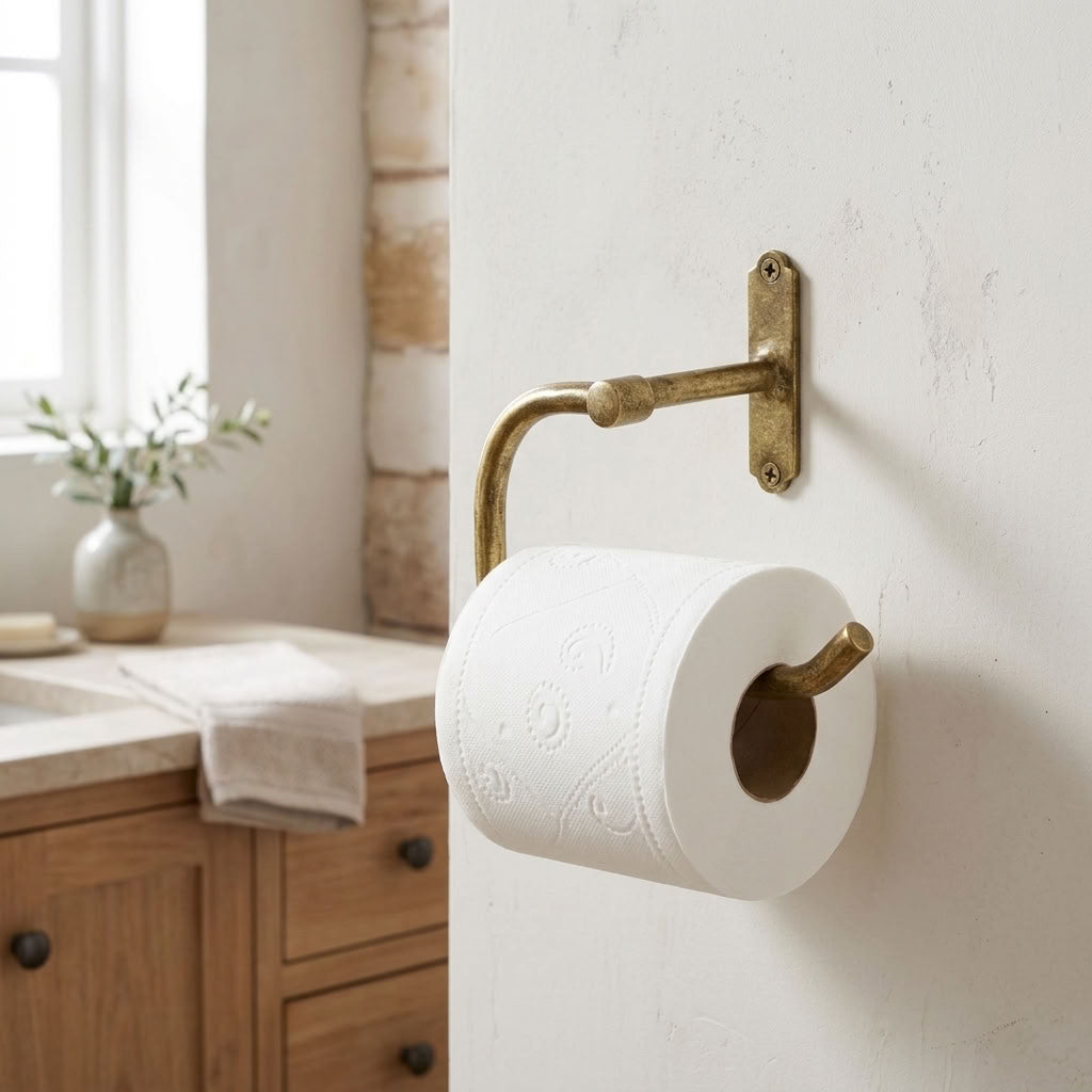 Curved Solid Brass Toilet Paper Holder – detail view 3