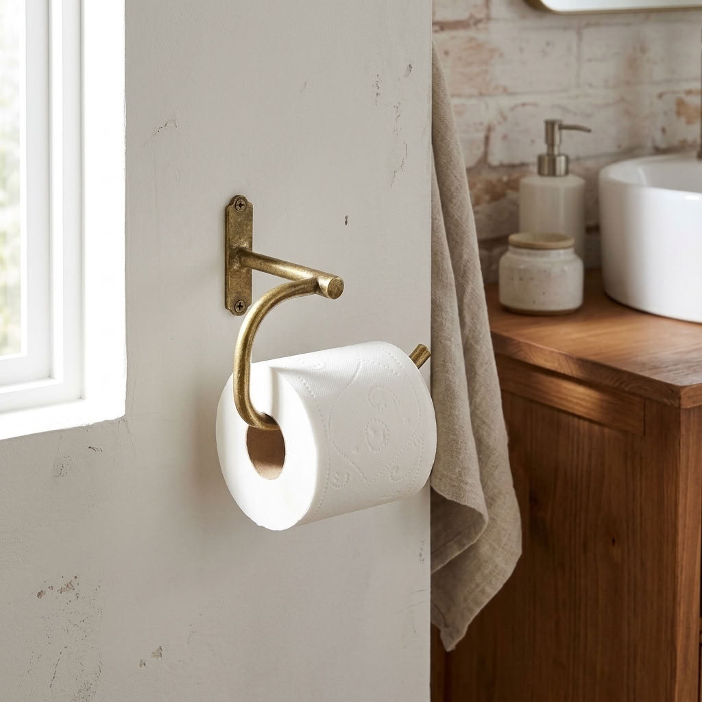 Curved Solid Brass Toilet Paper Holder – detail view 4