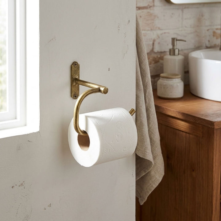Curved Solid Brass Toilet Paper Holder – detail view 4