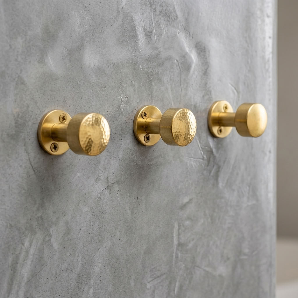 Hand-Hammered Solid Brass Wall Hook – main product view