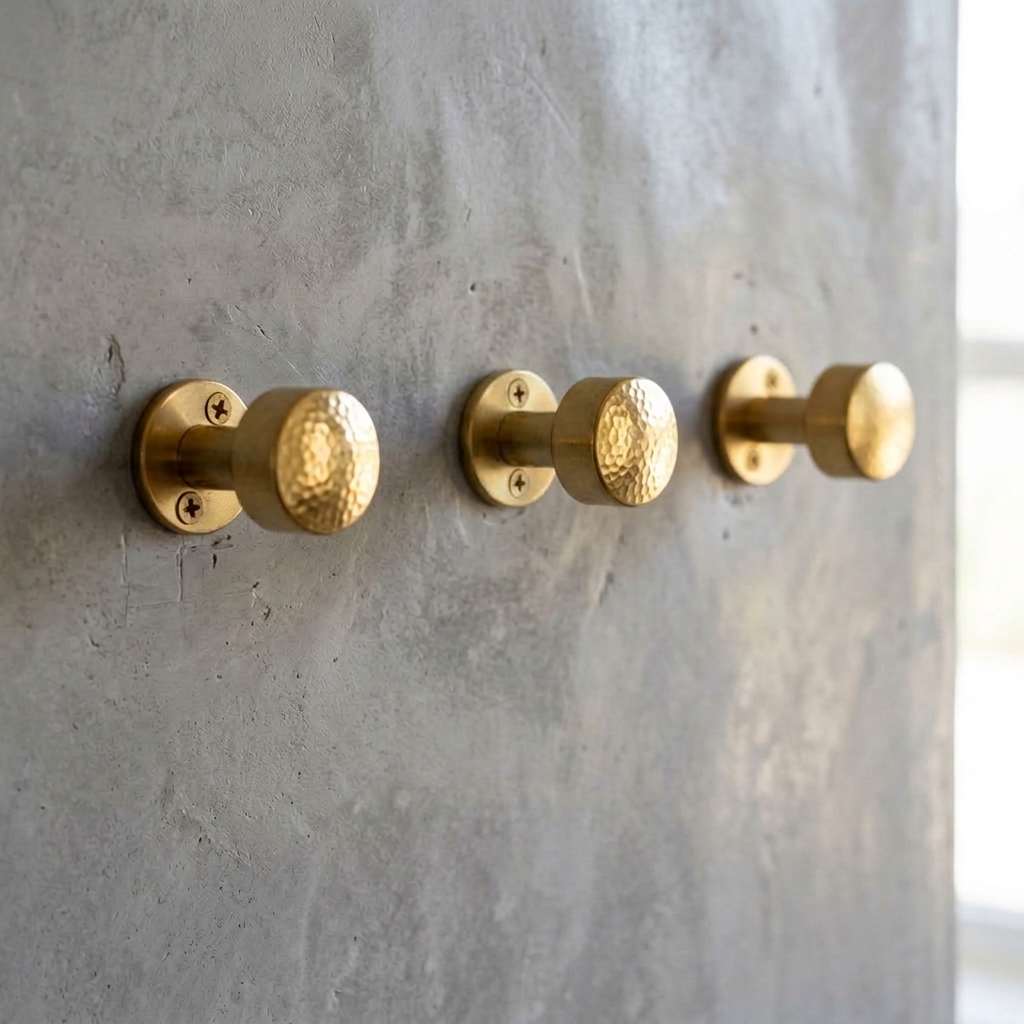 Hand-Hammered Solid Brass Wall Hook – detail view 4