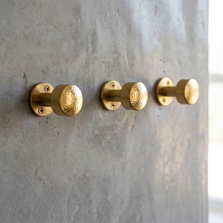Hand-Hammered Solid Brass Wall Hook – detail view 4