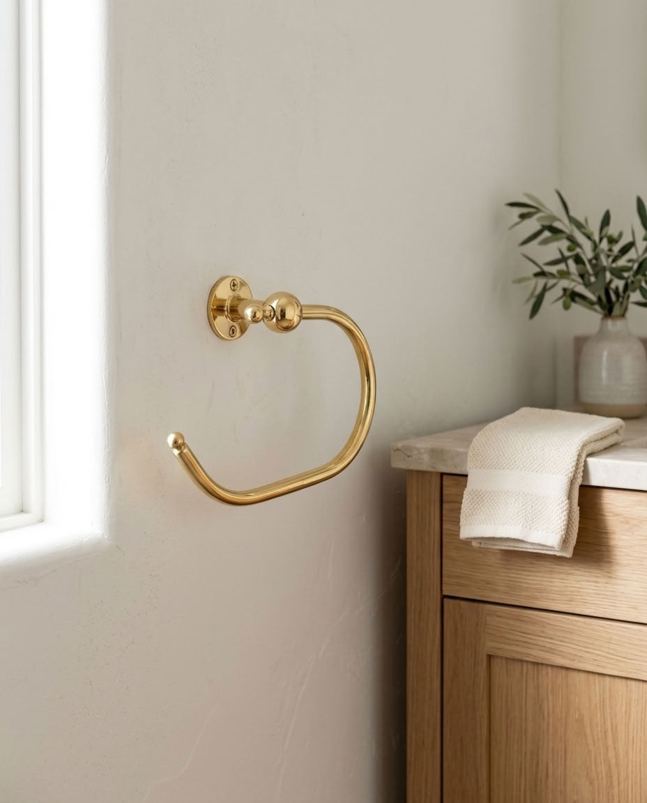 Round Solid Brass Towel Ring, Wall Mounted – main product view