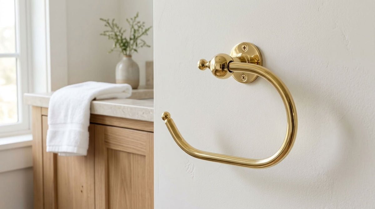 Round Solid Brass Towel Ring, Wall Mounted – detail view 2