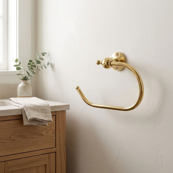 Round Solid Brass Towel Ring, Wall Mounted – detail view 3