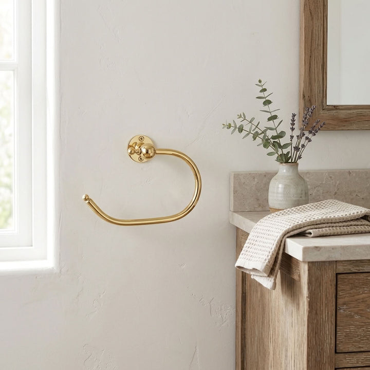 Round Solid Brass Towel Ring, Wall Mounted – detail view 4
