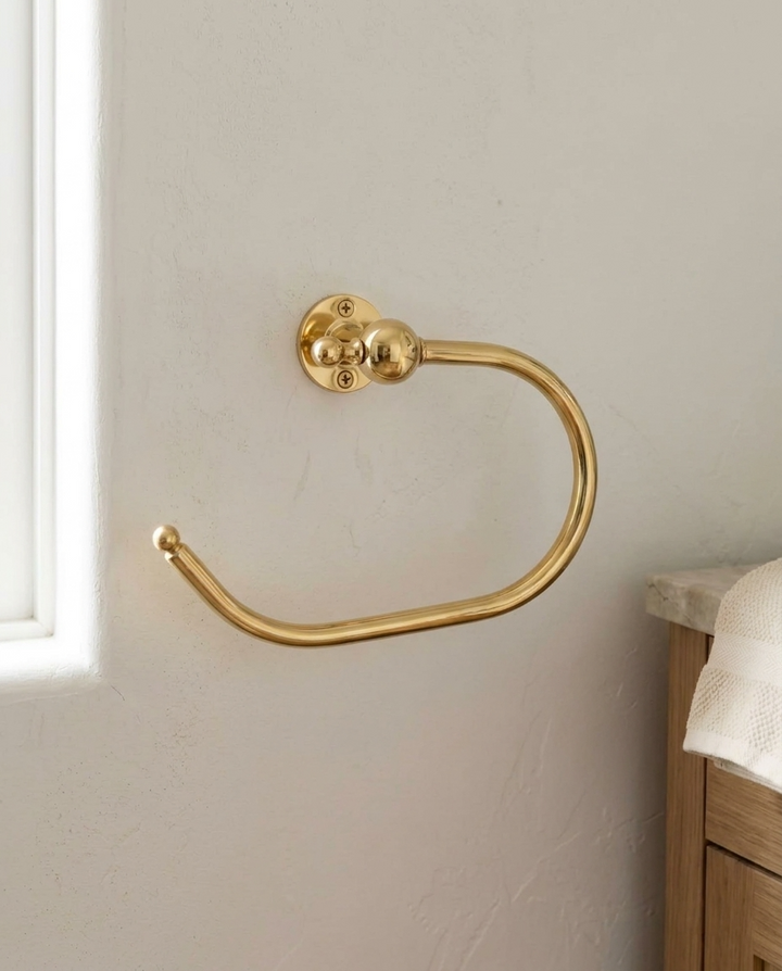 Round Solid Brass Towel Ring, Wall Mounted – detail view 5