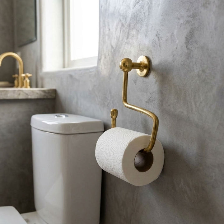 Sculptural Solid Brass Toilet Paper Holder – main product view