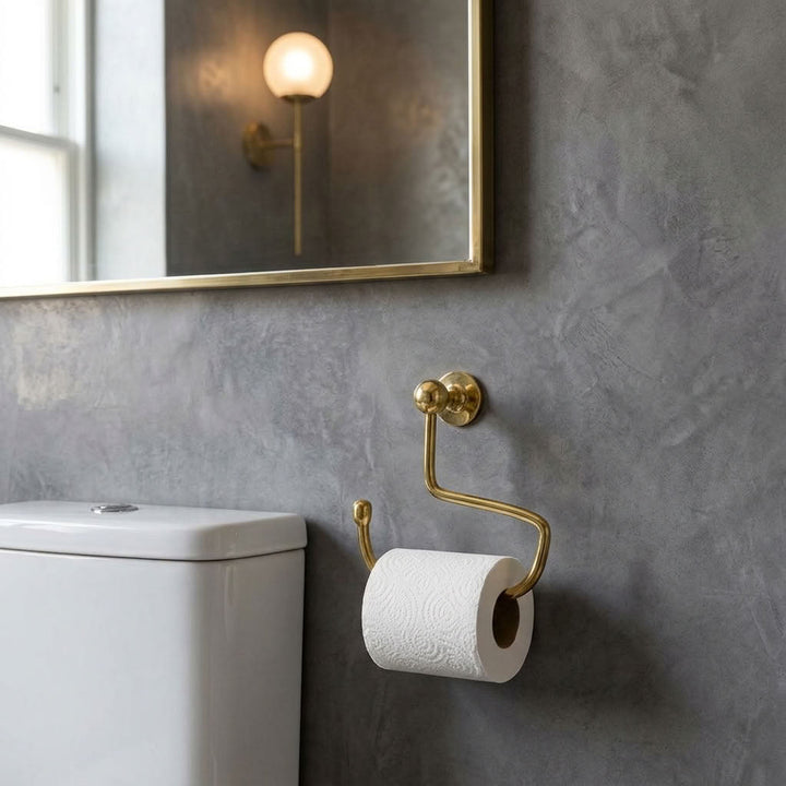 Sculptural Solid Brass Toilet Paper Holder – detail view 2