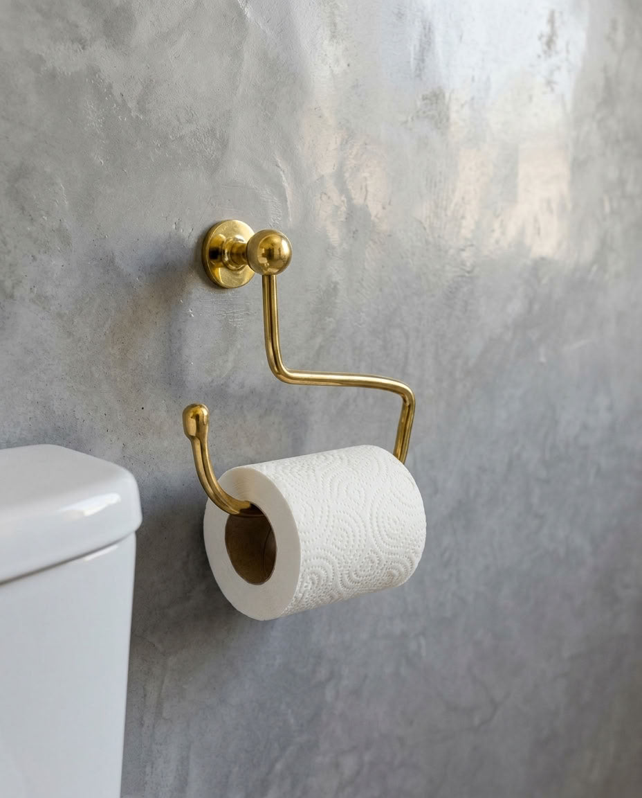 Sculptural Solid Brass Toilet Paper Holder – detail view 3