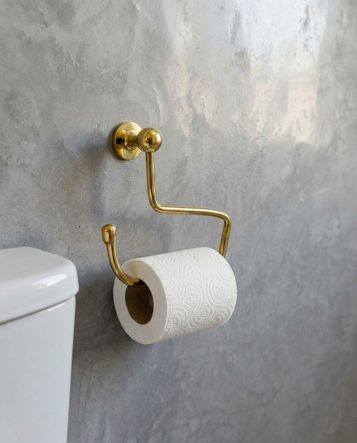 Sculptural Solid Brass Toilet Paper Holder – detail view 3