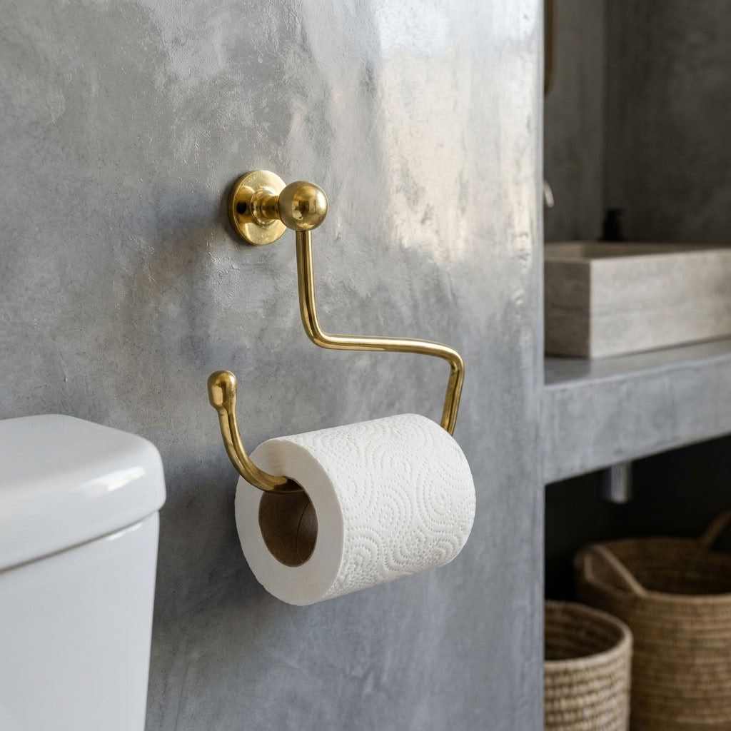 Sculptural Solid Brass Toilet Paper Holder – detail view 4