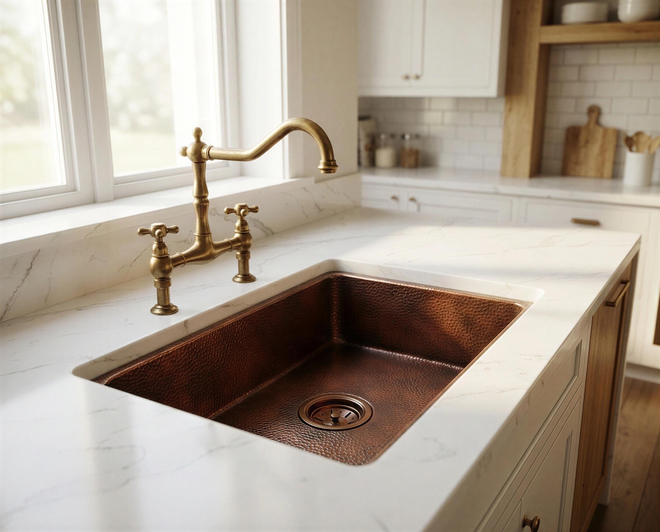 Hammered Copper Square Bar Sink, Kitchen Prep Basin, Rustic Farmhouse Drop In Sink