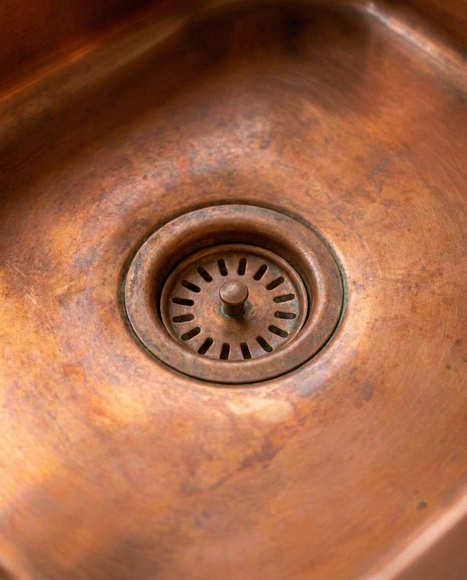 Aged Copper Kitchen Sink Drain Strainer – main product view