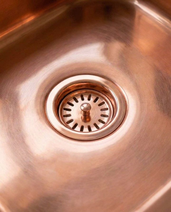 Aged Copper Kitchen Sink Drain Strainer – detail view 2