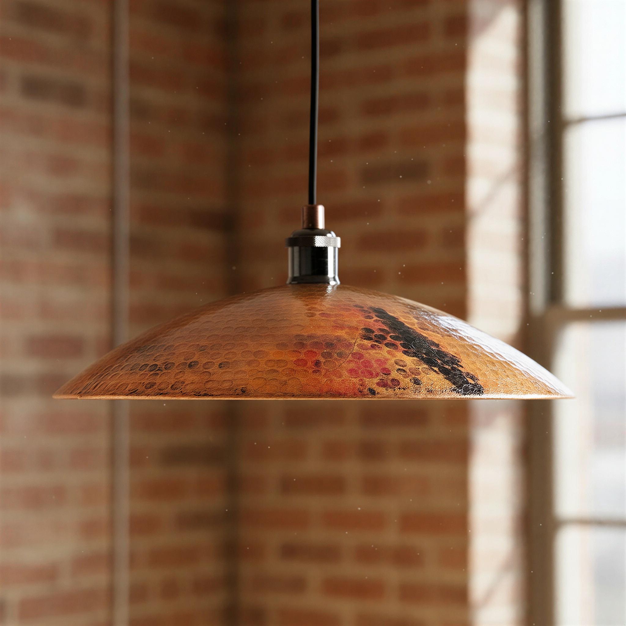 Hammered Copper Pendant Light - Oxidized Copper Kitchen Island Lighting - Handcrafted Rustic Light Fixture
