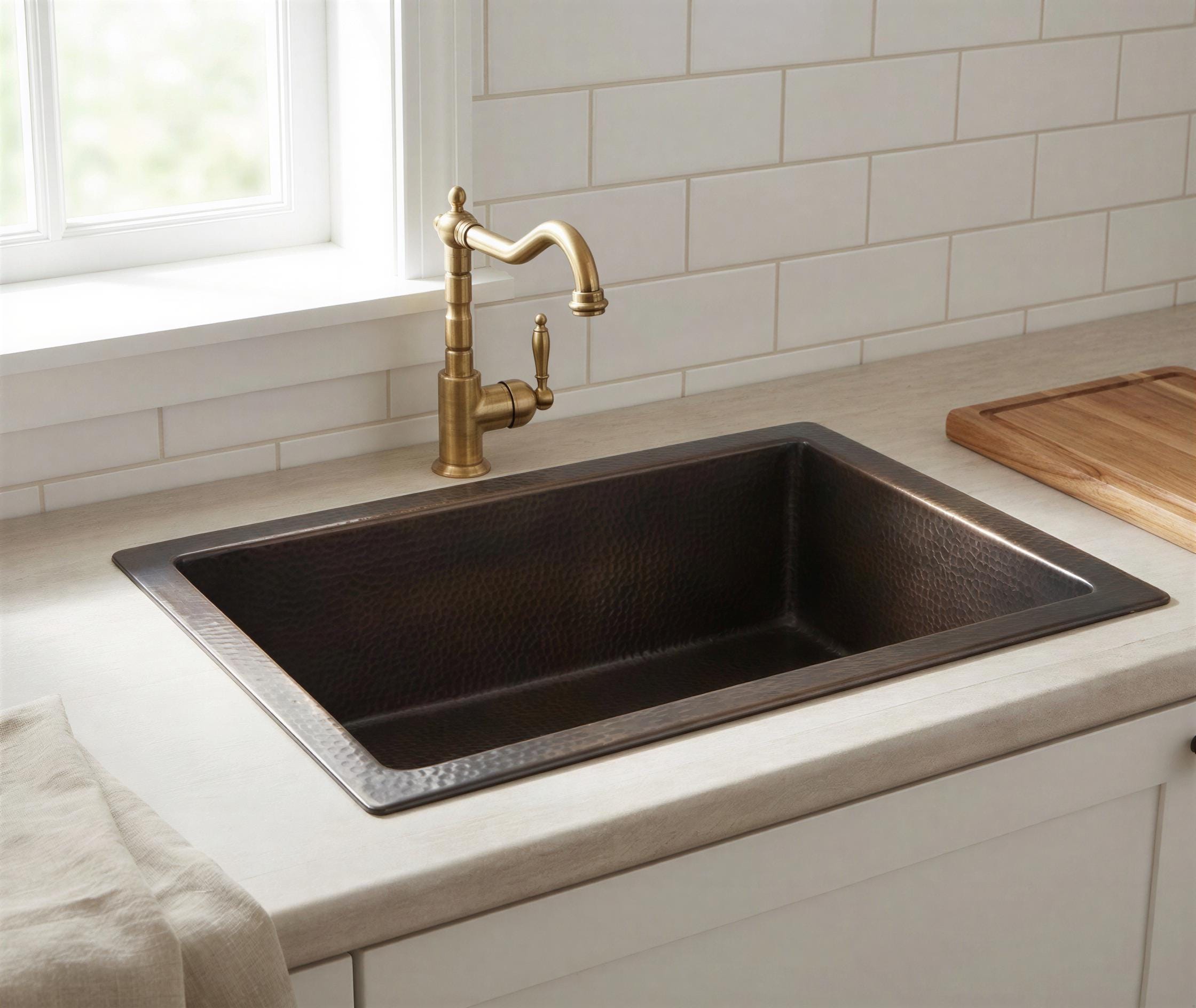 Handmade Bronze Brass Undermount Sink, Rectangular Dark Bronze Basin, Drop In Farmhouse Sink, Handcrafted Oil Rubbed Bronze Sink