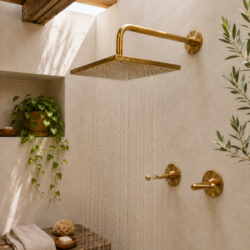 Square Rain Shower System with Lever Handles, Wall Mounted - bathroom installation view 1